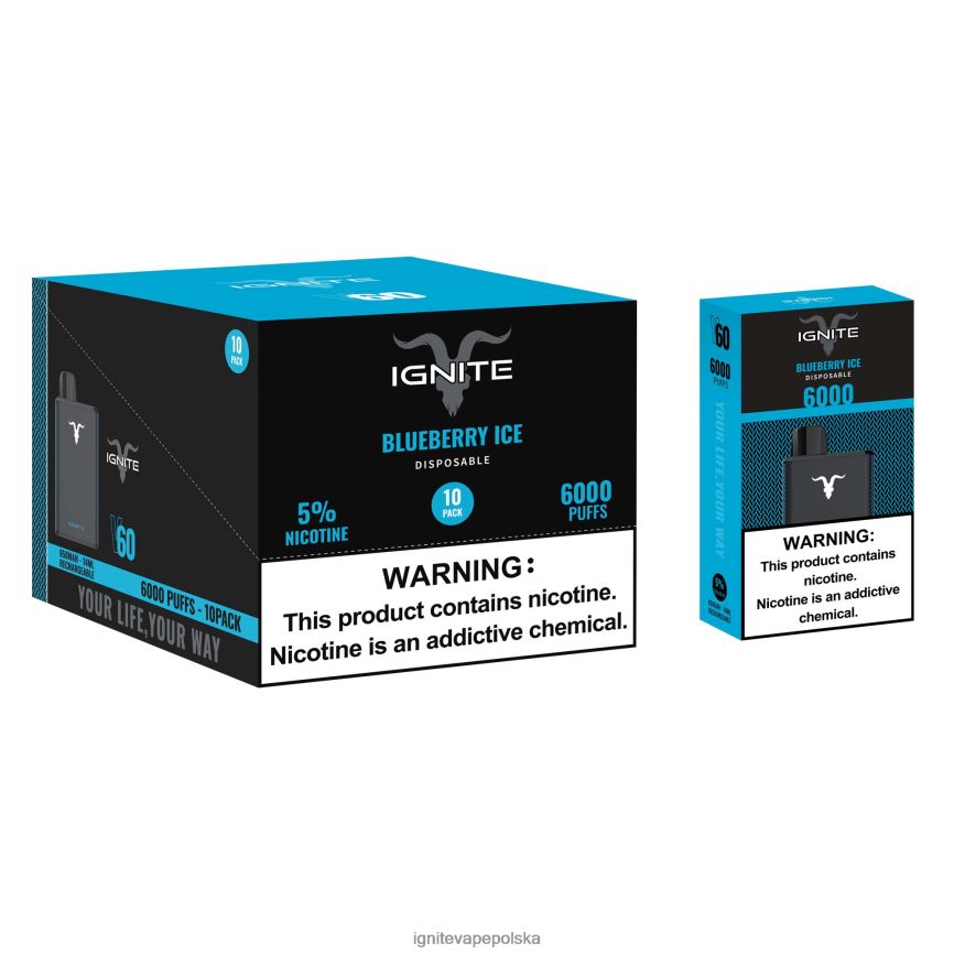 Ignite Vape Flavors | IGNITE V60 vape pen 10 szt lód jagodowy 0648NZ13